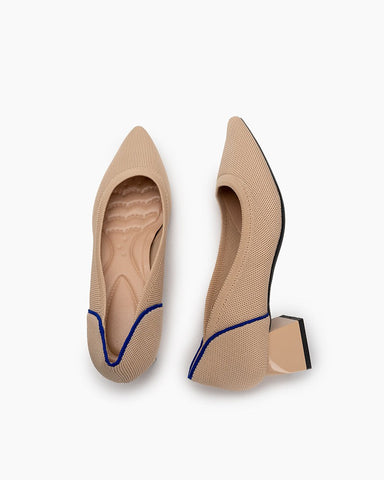 Contrast-Knit-Piping-Pointed-Toe-Ballet-Chunky-Heels