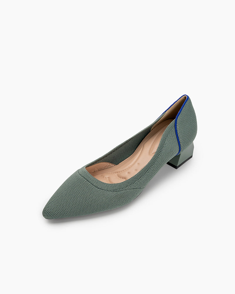 Contrast-Knit-Piping-Pointed-Toe-Ballet-Chunky-Heels