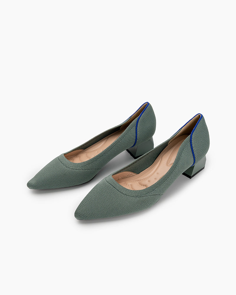 Contrast-Knit-Piping-Pointed-Toe-Ballet-Chunky-Heels