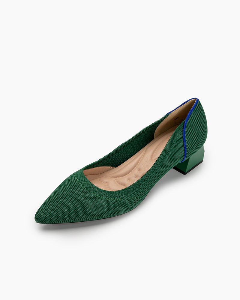 Contrast-Knit-Piping-Pointed-Toe-Ballet-Chunky-Heels