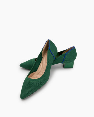 Contrast-Knit-Piping-Pointed-Toe-Ballet-Chunky-Heels