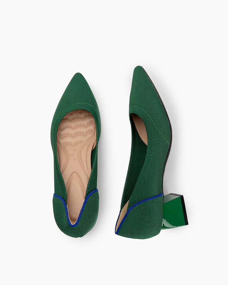 Contrast-Knit-Piping-Pointed-Toe-Ballet-Chunky-Heels