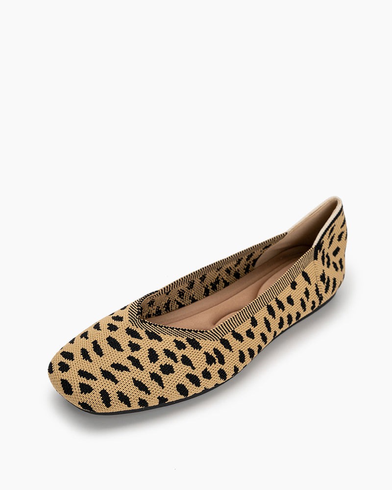 Leopard Print Square Toe Ballet Flats – LarosaStyle
