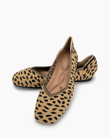 Leopard-Print-Square-Toe-Ballet-Flat-Knit