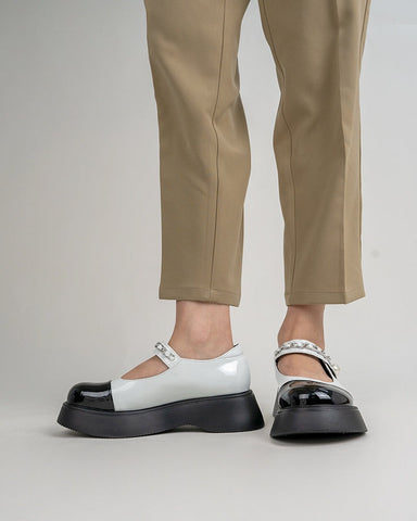 Two Tone Round Toe Platform Mary Janes