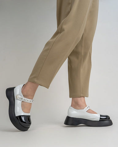 Two Tone Round Toe Platform Mary Janes