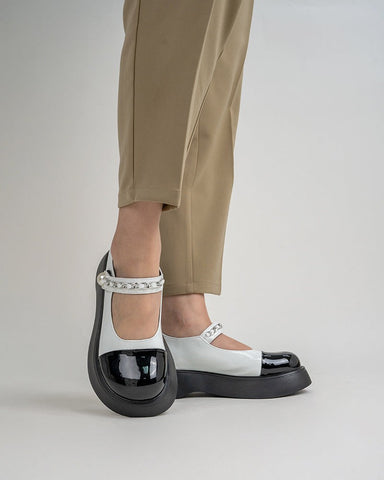 Two Tone Round Toe Platform Mary Janes