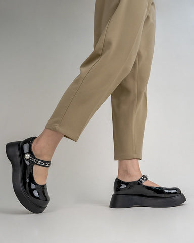 Two Tone Round Toe Platform Mary Janes