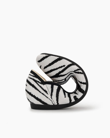 Zebra Pattern Square-Toe Flats