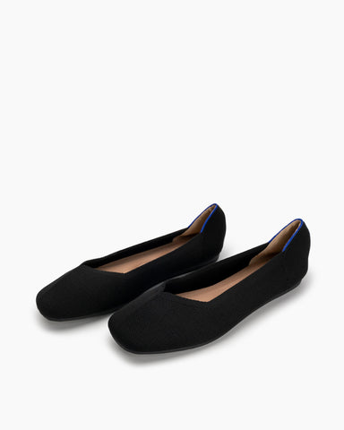 Solid Color V-Cut Square Toe Ballet Flats