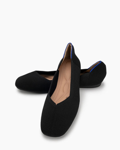 Solid Color V-Cut Square Toe Ballet Flats