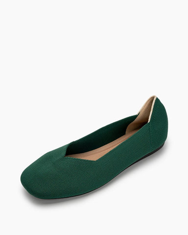 Solid Color V-Cut Square Toe Ballet Flats