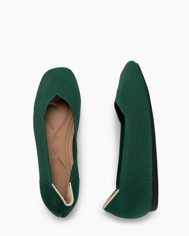 Solid Color V-Cut Square Toe Ballet Flats