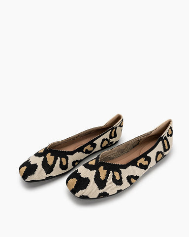 Leopard-Print-Square-Toe-Ballet-Flat-Knit