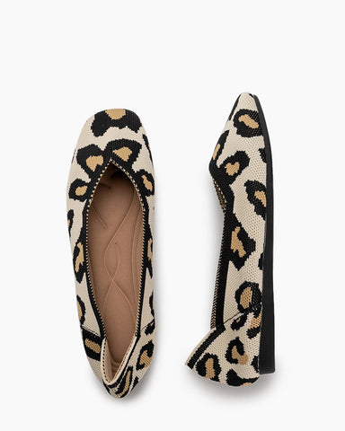 Leopard-Print-Square-Toe-Ballet-Flat-Knit