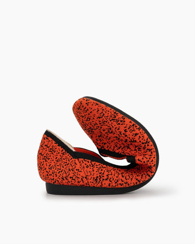 Snowflake Pattern V-Cut Square Toe Ballet Flats
