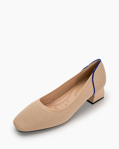 Contrast-Knit-Piping-Square-Toe-Ballet-Chunky-Heels