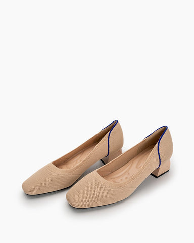 Contrast-Knit-Piping-Square-Toe-Ballet-Chunky-Heels