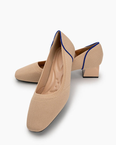 Contrast-Knit-Piping-Square-Toe-Ballet-Chunky-Heels