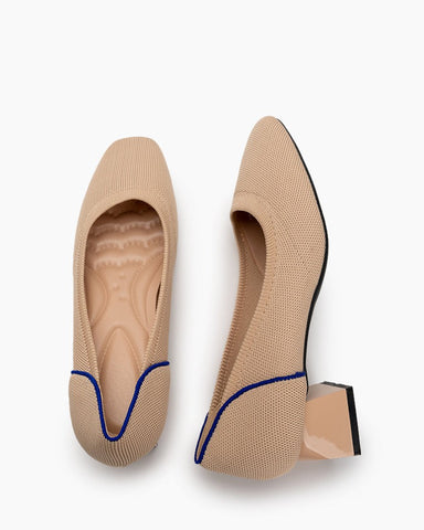 Contrast-Knit-Piping-Square-Toe-Ballet-Chunky-Heels