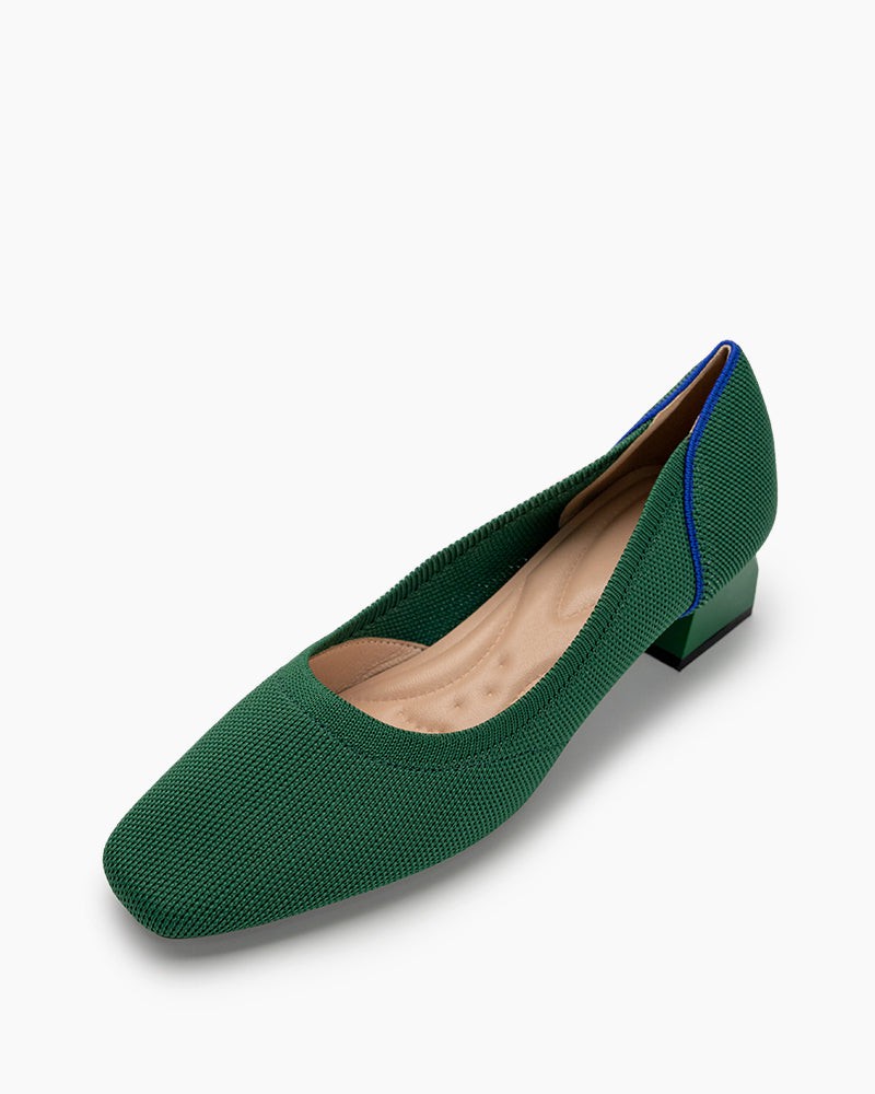 Contrast-Knit-Piping-Square-Toe-Ballet-Chunky-Heels