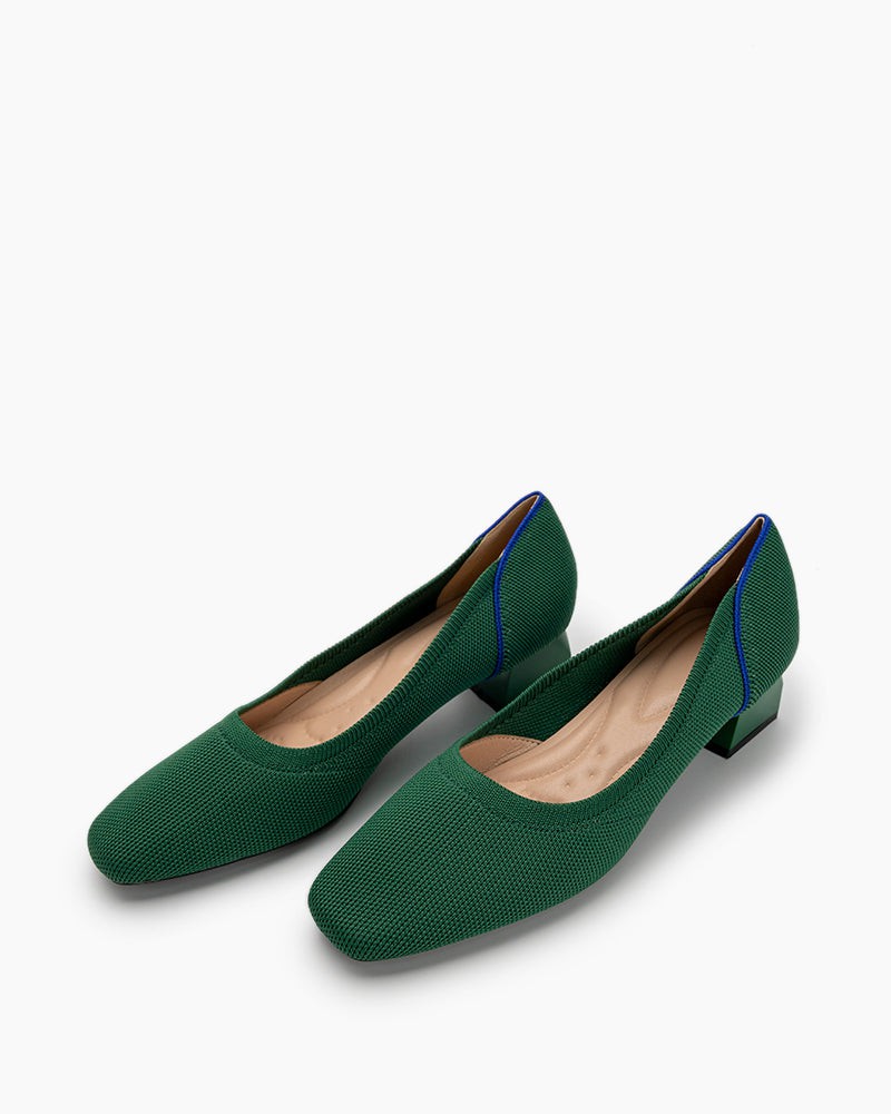 Contrast-Knit-Piping-Square-Toe-Ballet-Chunky-Heels