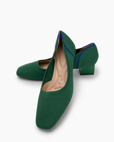 Contrast-Knit-Piping-Square-Toe-Ballet-Chunky-Heels