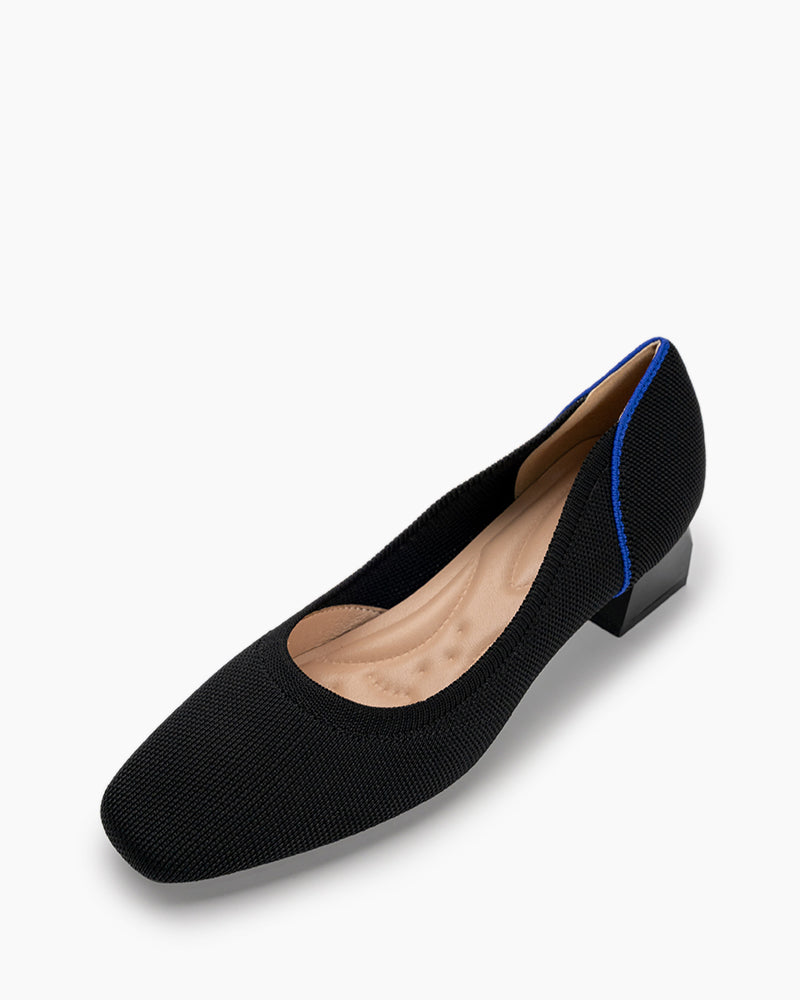 Contrast-Knit-Piping-Square-Toe-Ballet-Chunky-Heels