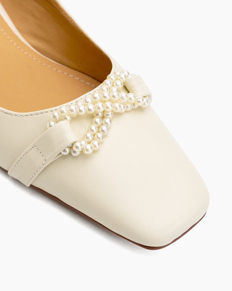 Pearl-Bow-Slip-On-Block-Low-Heel-Pumps-Wedge 