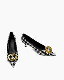Metal-Buckle-Pointed-Toe-Middle-Heel-Pumps