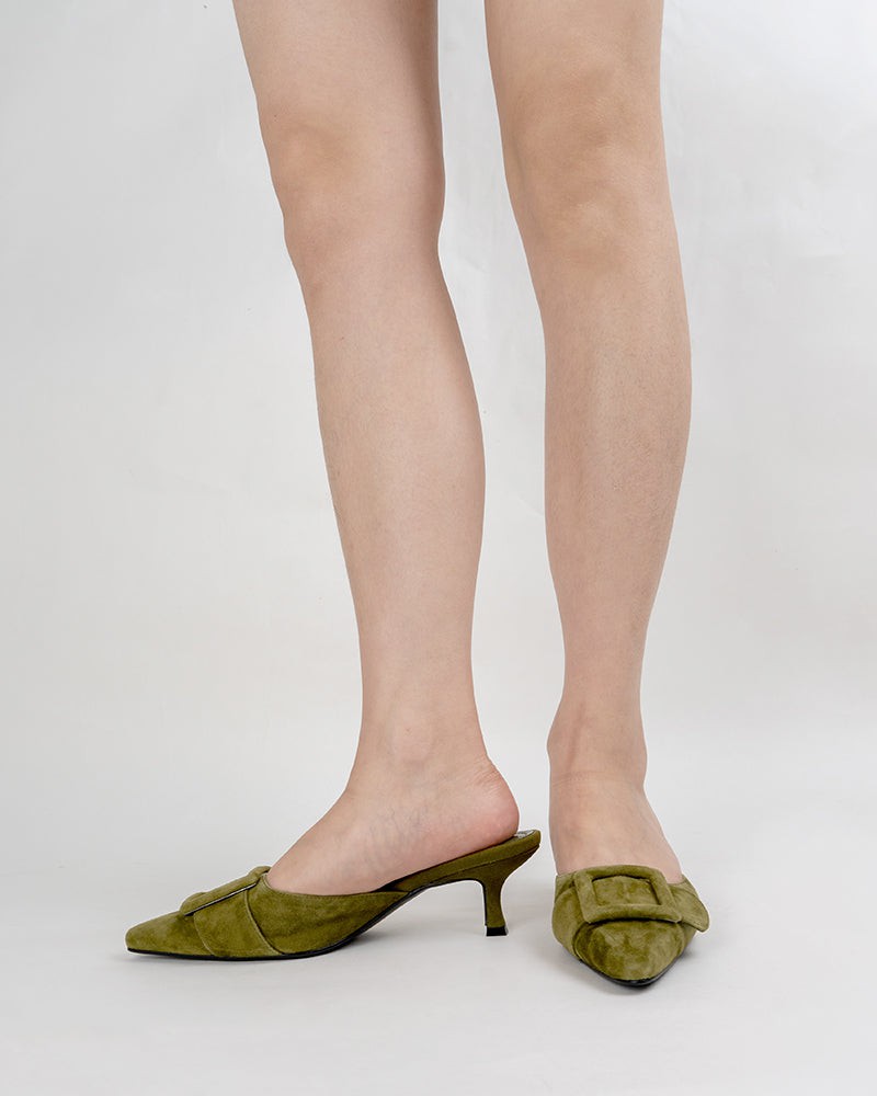 Pointed Toe Low Heels Mule Sandals