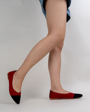 Pointed-Toe-Ballet-Colorblock-Patchwork-V-Cut-Flats