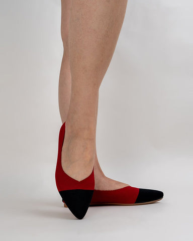 Pointed-Toe-Ballet-Colorblock-Patchwork-V-Cut-Flats