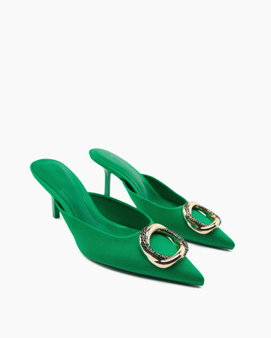 Metal-Buckle-Pointed-Toe-Elegant-Ladies-Pumps