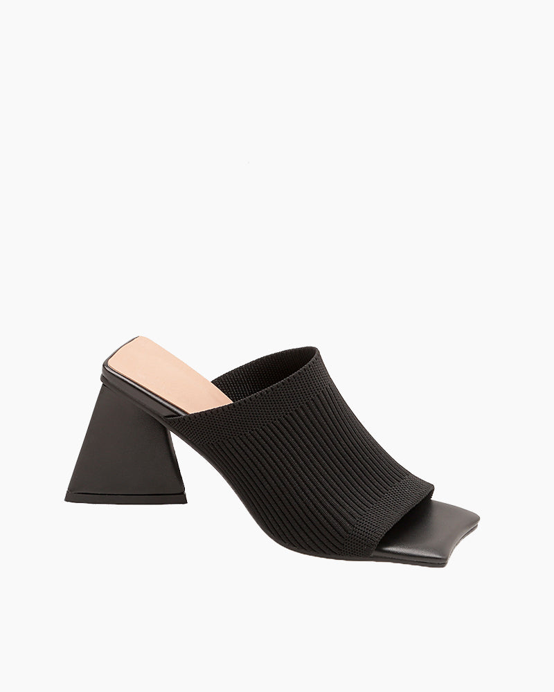 Minimalist-Solid-Color-Knit-Chunky-Heeled-Mules-summer