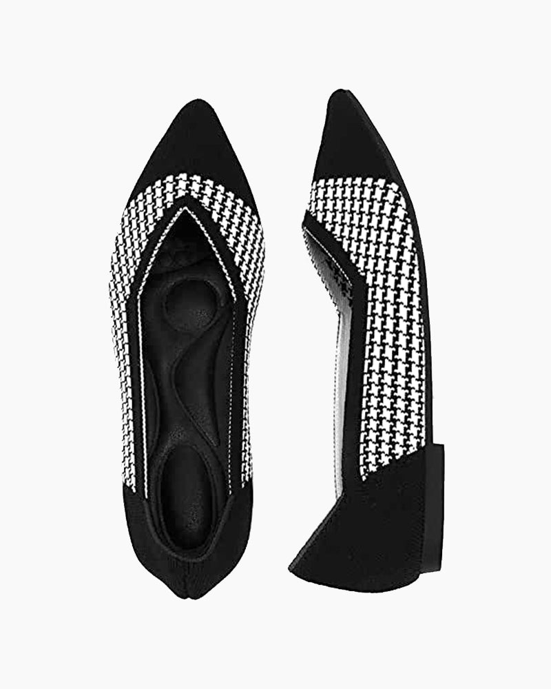 Snowflake Pointed Toe Knit Flat Shoes